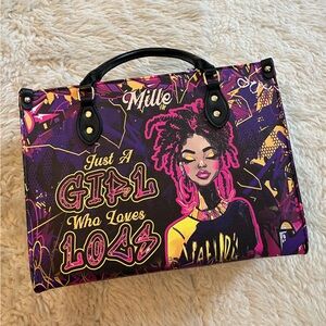 Stylish Black and Purple Graphic Women's Bag